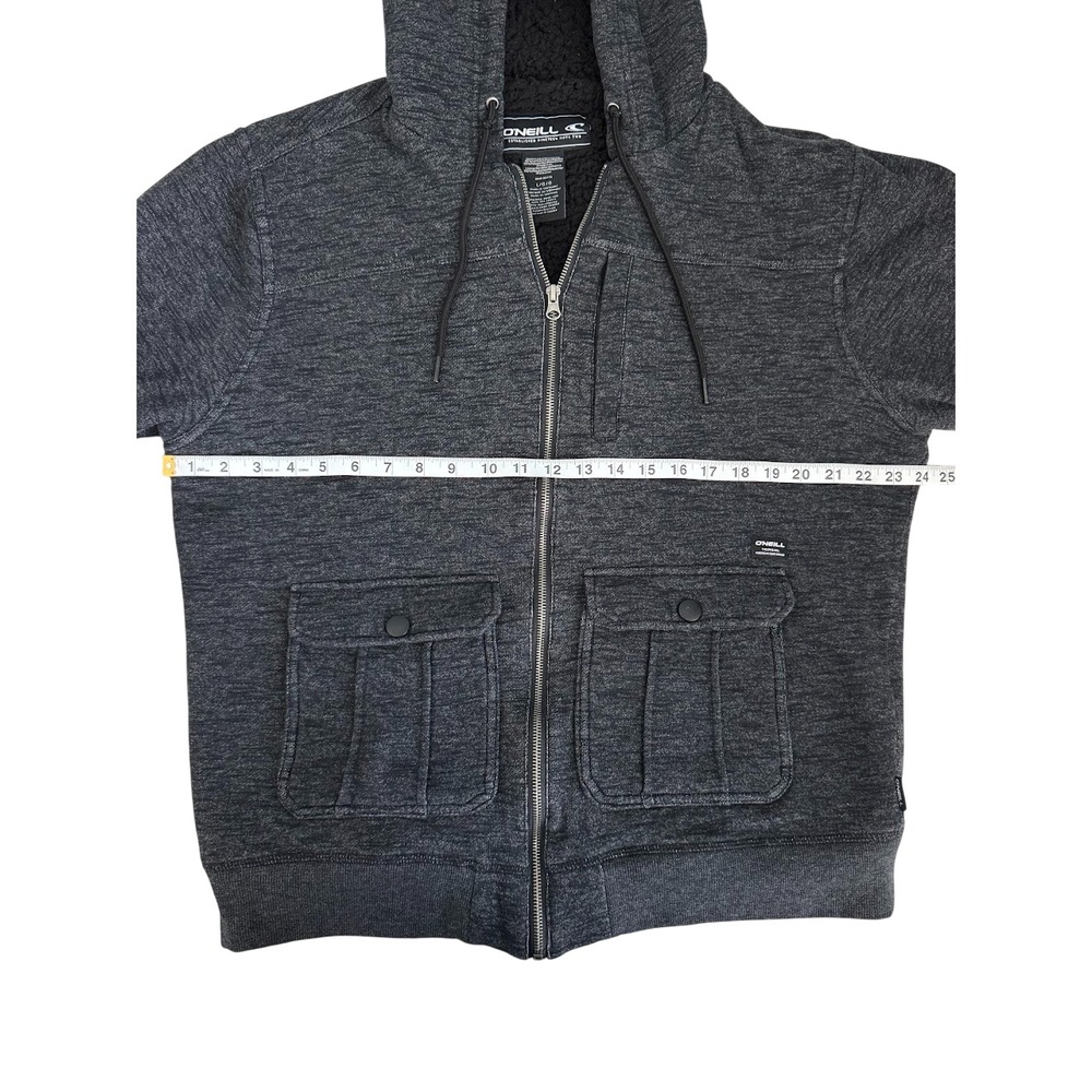 O'Neill Men's Sherpa Lined Hooded Jacket Large Charcoal Utility Skate Full Zip - Picture 5 of 8